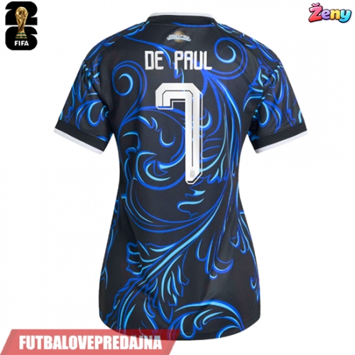 Lacne Ženy Futbalové dres Argentína Rodrigo De Paul #7 MS 2026 Krátky Rukáv - Preč